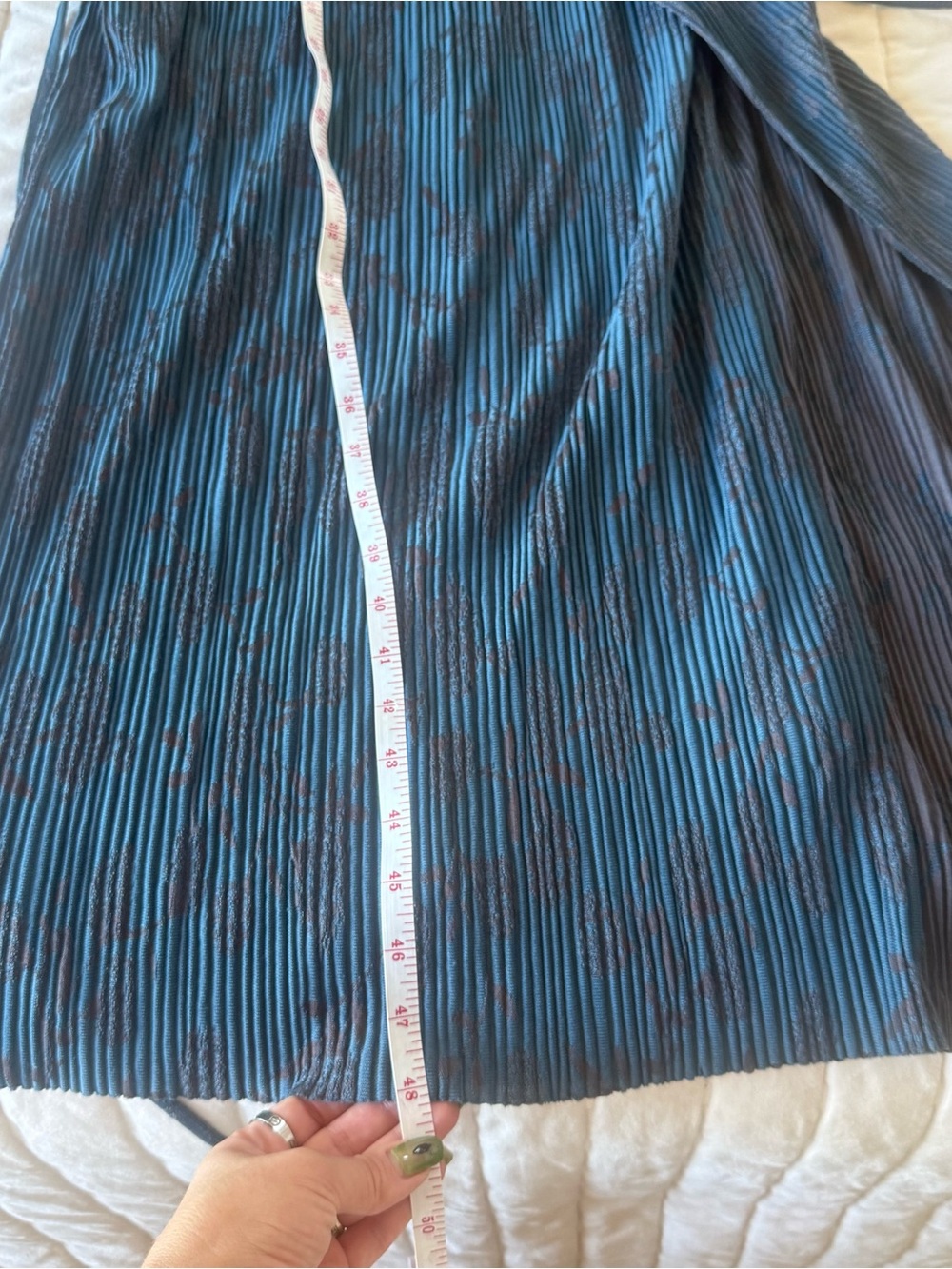 Zara Blue Long Sleeve Wrap Jacquard pleated midi Dress Size S - Picture 8 of 9